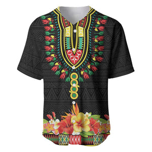 Personalized Afro Hibiscus Tropical Baseball Jersey Dashiki African Pattern - African Pride