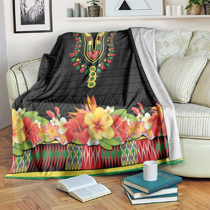 Personalized Afro Hibiscus Tropical Blanket Dashiki African Pattern - African Pride