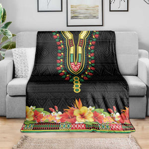 Personalized Afro Hibiscus Tropical Blanket Dashiki African Pattern - African Pride