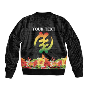 Personalized Afro Hibiscus Tropical Bomber Jacket Dashiki African Pattern - African Pride