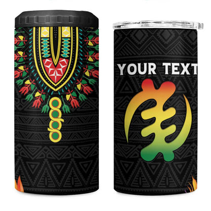 Personalized Afro Hibiscus Tropical 4 in 1 Can Cooler Tumbler Dashiki African Pattern - African Pride