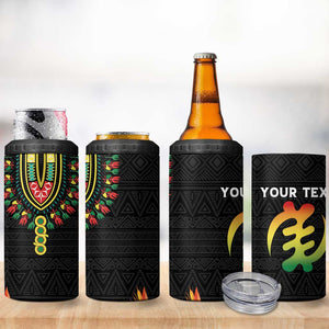 Personalized Afro Hibiscus Tropical 4 in 1 Can Cooler Tumbler Dashiki African Pattern - African Pride