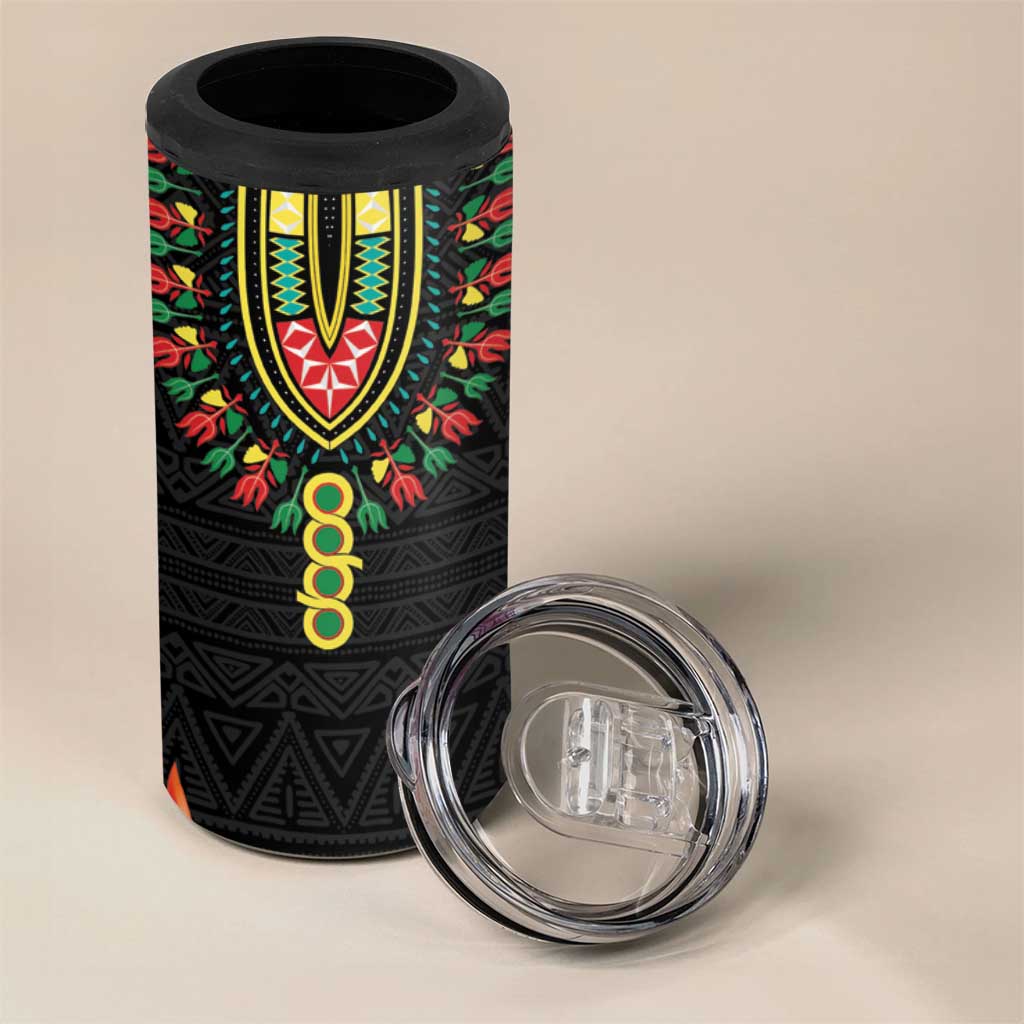 Personalized Afro Hibiscus Tropical 4 in 1 Can Cooler Tumbler Dashiki African Pattern - African Pride