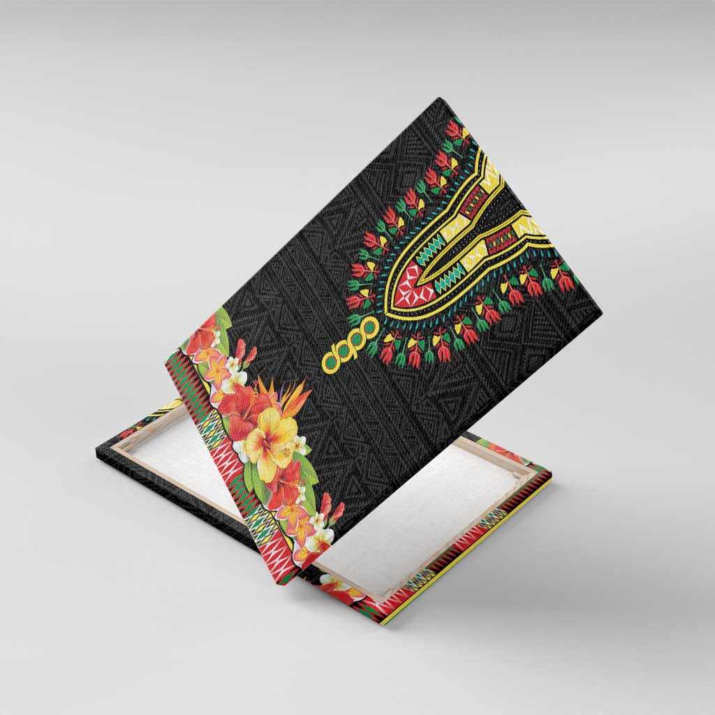 Personalized Afro Hibiscus Tropical Canvas Wall Art Dashiki African Pattern - African Pride