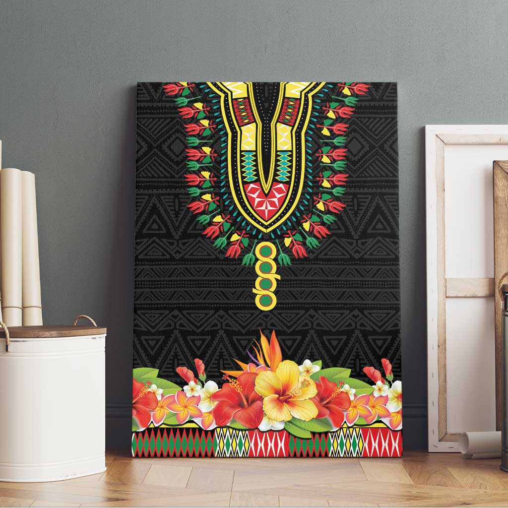 Personalized Afro Hibiscus Tropical Canvas Wall Art Dashiki African Pattern - African Pride
