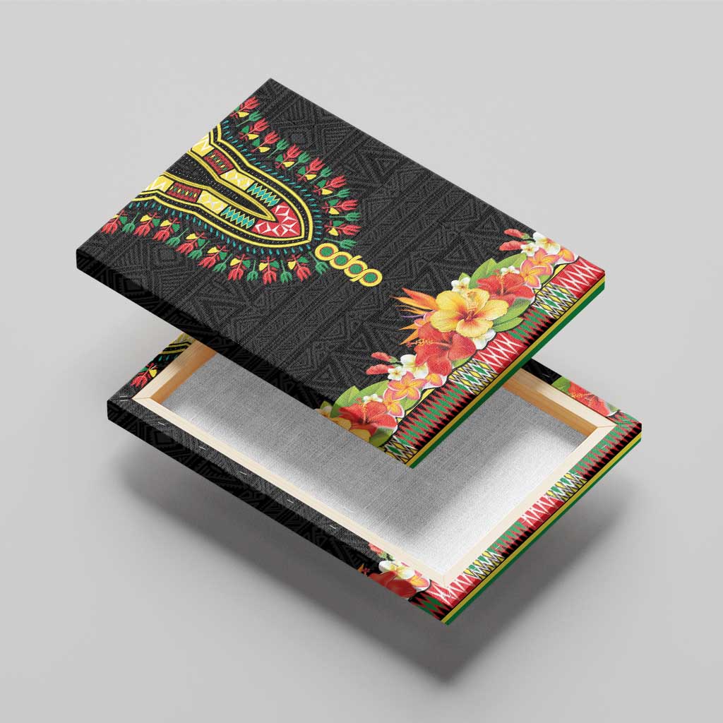 Personalized Afro Hibiscus Tropical Canvas Wall Art Dashiki African Pattern - African Pride