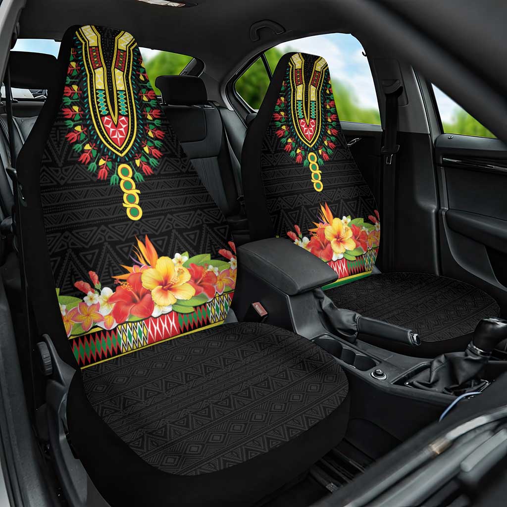 Personalized Afro Hibiscus Tropical Car Seat Cover Dashiki African Pattern - African Pride