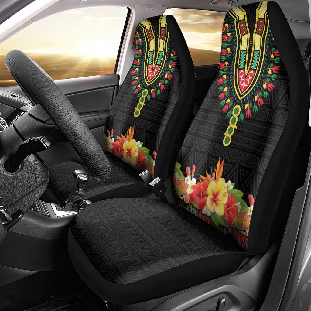 Personalized Afro Hibiscus Tropical Car Seat Cover Dashiki African Pattern - African Pride