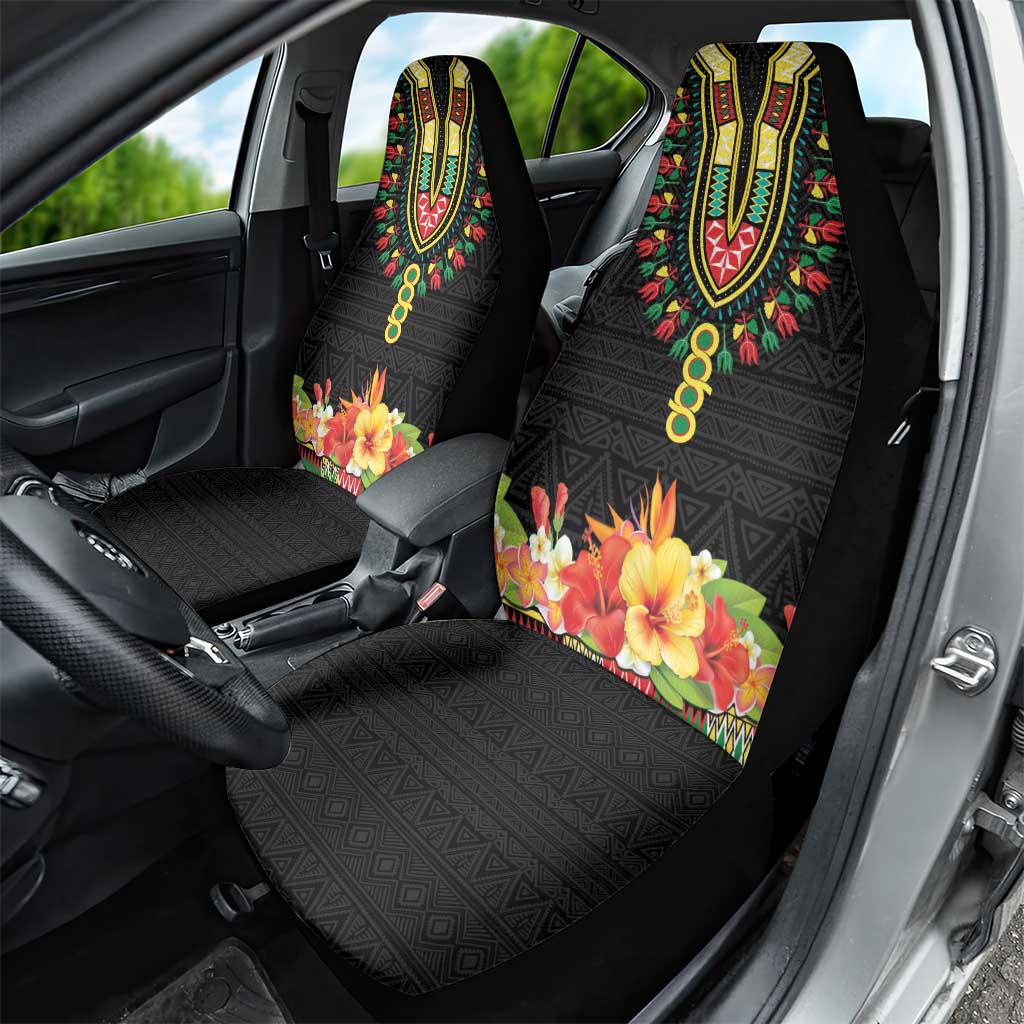 Personalized Afro Hibiscus Tropical Car Seat Cover Dashiki African Pattern - African Pride