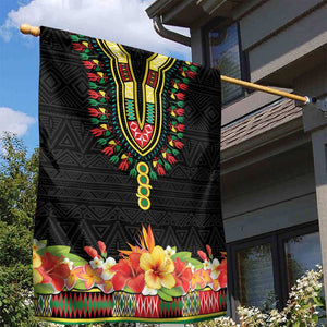 Personalized Afro Hibiscus Tropical Garden Flag Dashiki African Pattern - African Pride