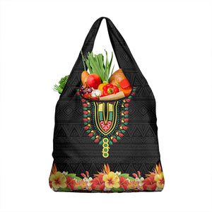 Personalized Afro Hibiscus Tropical Grocery Bag Dashiki African Pattern - African Pride