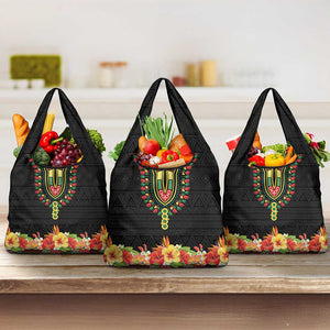 Personalized Afro Hibiscus Tropical Grocery Bag Dashiki African Pattern - African Pride
