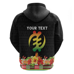 Personalized Afro Hibiscus Tropical Hoodie Dashiki African Pattern - African Pride