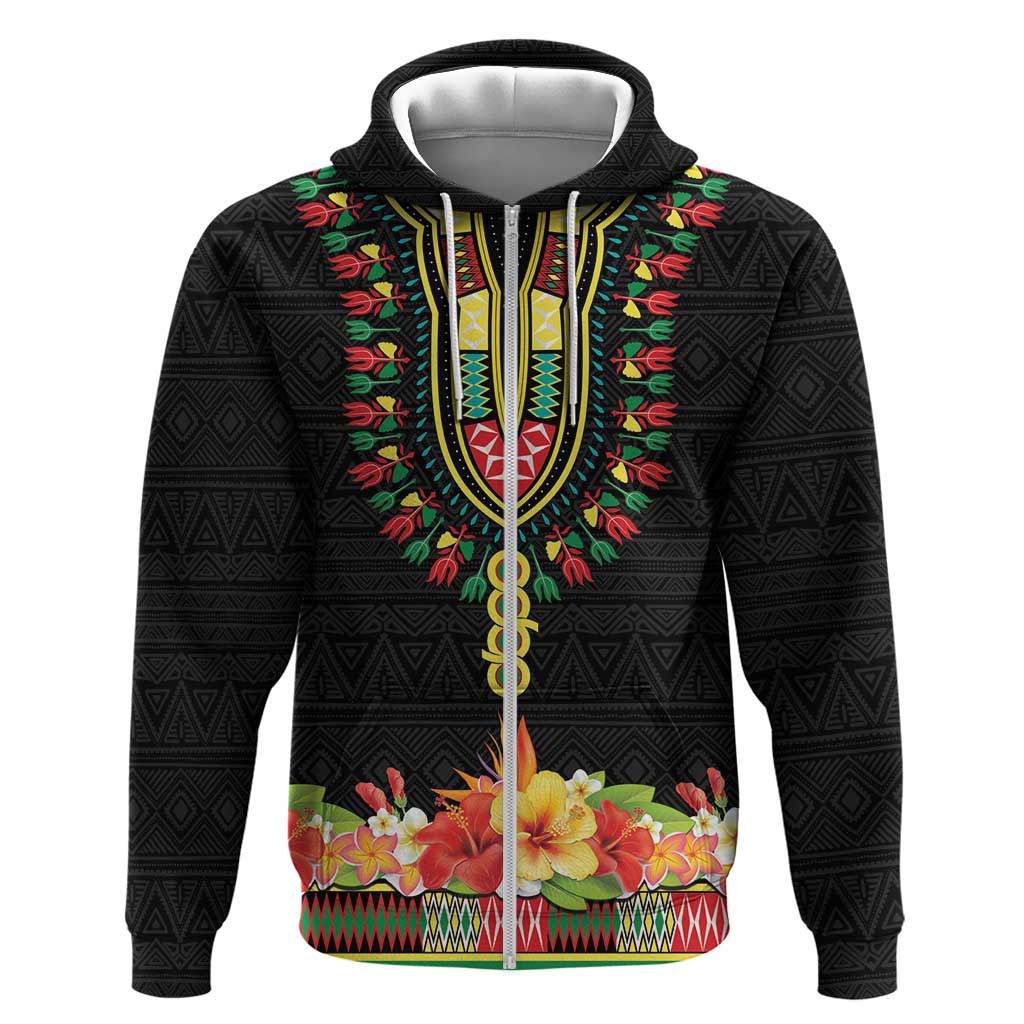 Personalized Afro Hibiscus Tropical Hoodie Dashiki African Pattern - African Pride