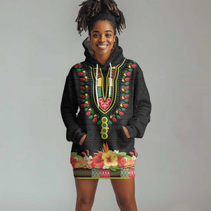 Personalized Afro Hibiscus Tropical Hoodie Dress Dashiki African Pattern - African Pride