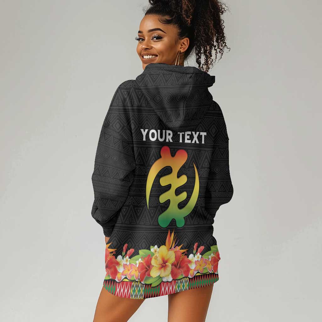 Personalized Afro Hibiscus Tropical Hoodie Dress Dashiki African Pattern - African Pride