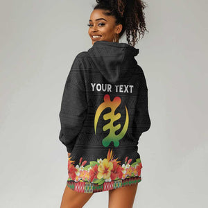 Personalized Afro Hibiscus Tropical Hoodie Dress Dashiki African Pattern - African Pride