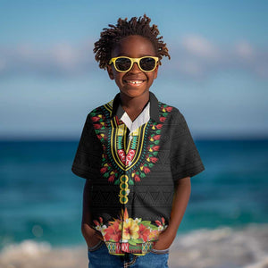 Personalized Afro Hibiscus Tropical Kid Hawaiian Shirt Dashiki African Pattern - African Pride