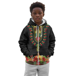 Personalized Afro Hibiscus Tropical Kid Hoodie Dashiki African Pattern - African Pride