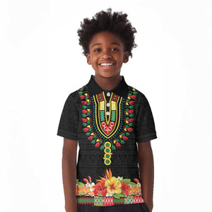 Personalized Afro Hibiscus Tropical Kid Polo Shirt Dashiki African Pattern - African Pride
