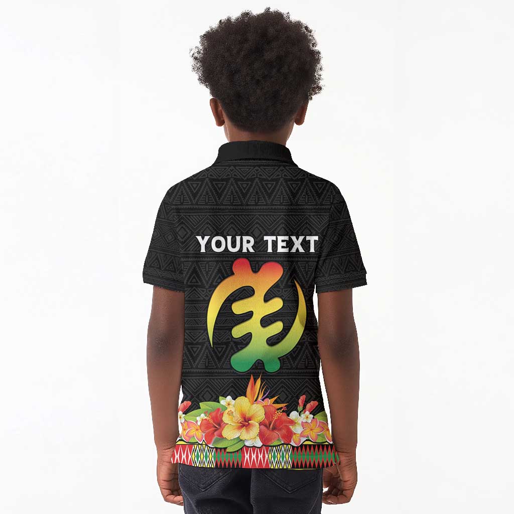 Personalized Afro Hibiscus Tropical Kid Polo Shirt Dashiki African Pattern - African Pride
