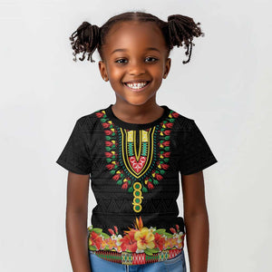 Personalized Afro Hibiscus Tropical Kid T shirt Dashiki African Pattern - African Pride