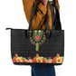 Personalized Afro Hibiscus Tropical Leather Tote Bag Dashiki African Pattern - African Pride