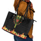 Personalized Afro Hibiscus Tropical Leather Tote Bag Dashiki African Pattern - African Pride