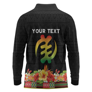 Personalized Afro Hibiscus Tropical Long Sleeve Polo Shirt Dashiki African Pattern - African Pride