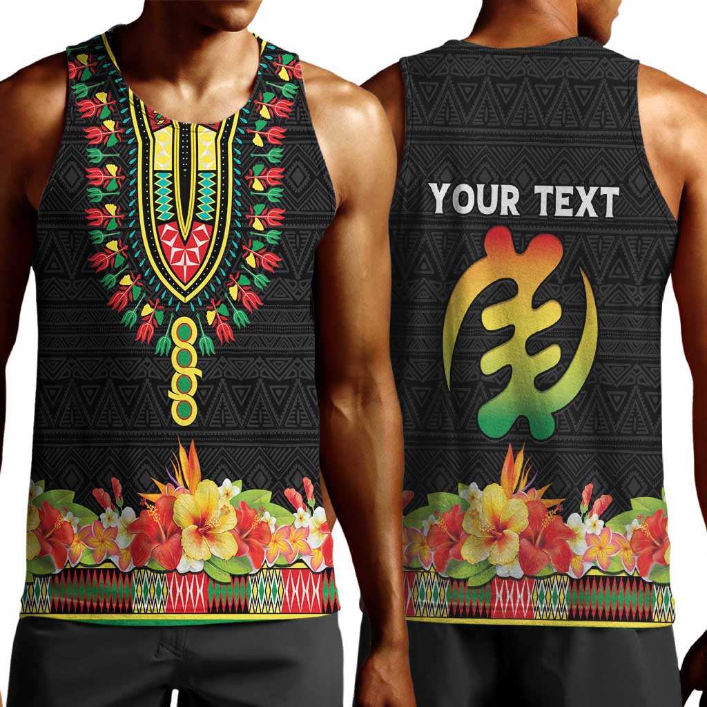 Personalized Afro Hibiscus Tropical Men Tank Top Dashiki African Pattern - African Pride