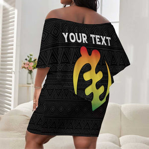 Personalized Afro Hibiscus Tropical Off Shoulder Short Dress Dashiki African Pattern - African Pride