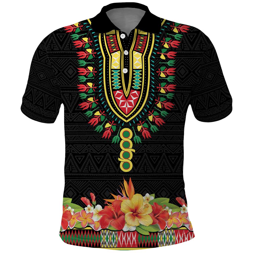 Personalized Afro Hibiscus Tropical Polo Shirt Dashiki African Pattern - African Pride