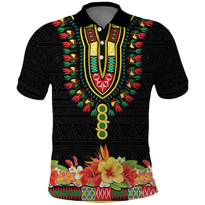 Personalized Afro Hibiscus Tropical Polo Shirt Dashiki African Pattern - African Pride