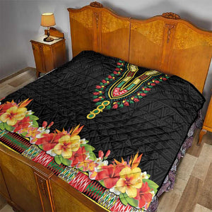 Personalized Afro Hibiscus Tropical Quilt Dashiki African Pattern - African Pride