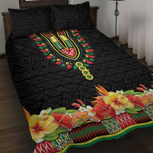 Personalized Afro Hibiscus Tropical Quilt Bed Set Dashiki African Pattern - African Pride