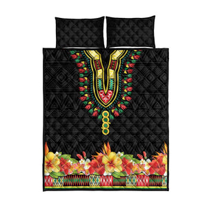 Personalized Afro Hibiscus Tropical Quilt Bed Set Dashiki African Pattern - African Pride