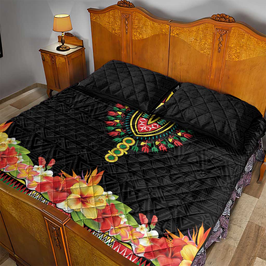 Personalized Afro Hibiscus Tropical Quilt Bed Set Dashiki African Pattern - African Pride