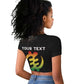 Personalized Afro Hibiscus Tropical Raglan Cropped T shirt Dashiki African Pattern - African Pride