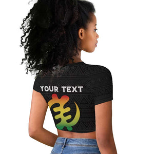 Personalized Afro Hibiscus Tropical Raglan Cropped T shirt Dashiki African Pattern - African Pride