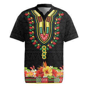 Personalized Afro Hibiscus Tropical Rugby Jersey Dashiki African Pattern - African Pride