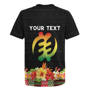 Personalized Afro Hibiscus Tropical Rugby Jersey Dashiki African Pattern - African Pride