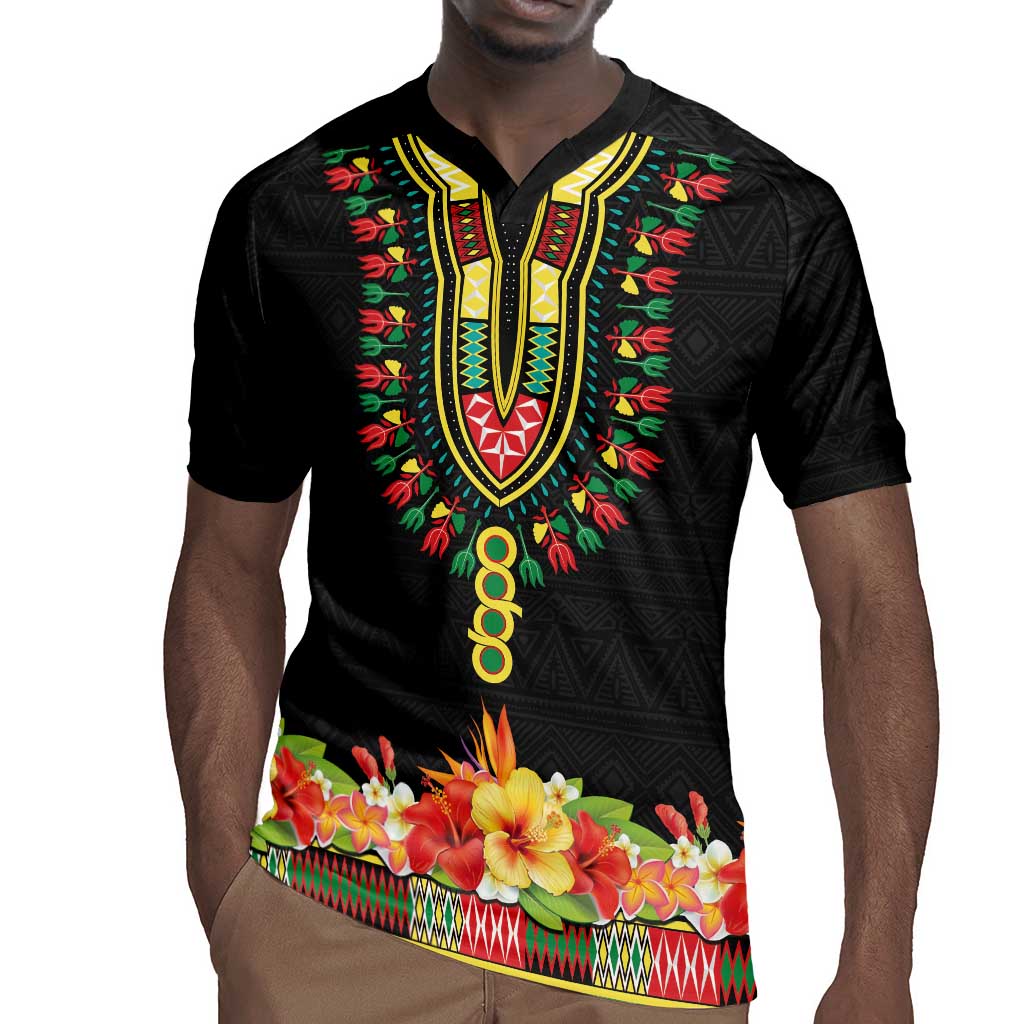 Personalized Afro Hibiscus Tropical Rugby Jersey Dashiki African Pattern - African Pride