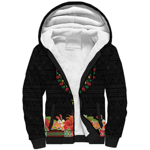 Personalized Afro Hibiscus Tropical Sherpa Hoodie Dashiki African Pattern - African Pride
