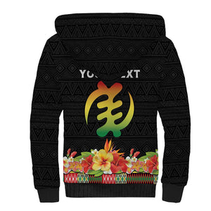 Personalized Afro Hibiscus Tropical Sherpa Hoodie Dashiki African Pattern - African Pride