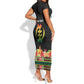Personalized Afro Hibiscus Tropical Short Sleeve Bodycon Dress Dashiki African Pattern - African Pride