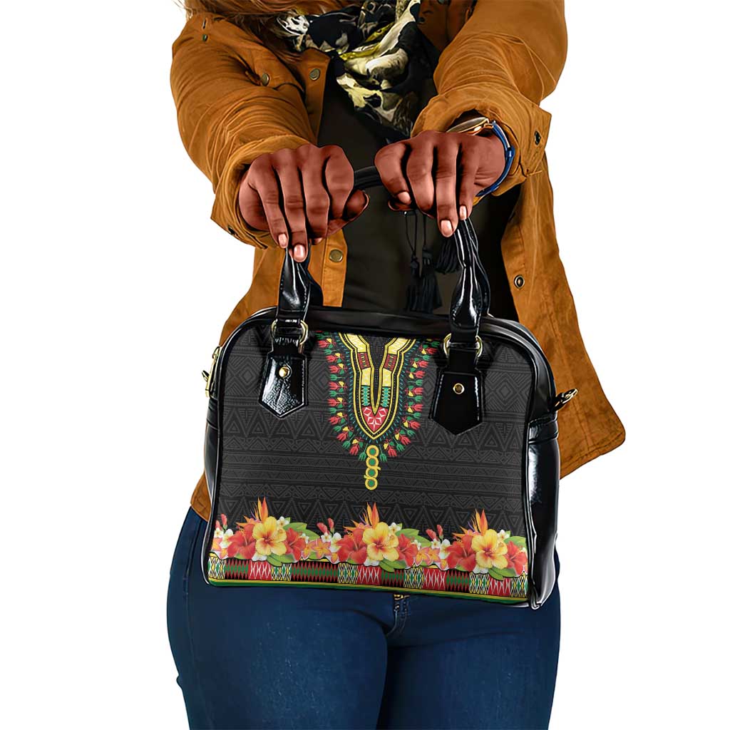 Personalized Afro Hibiscus Tropical Shoulder Handbag Dashiki African Pattern - African Pride