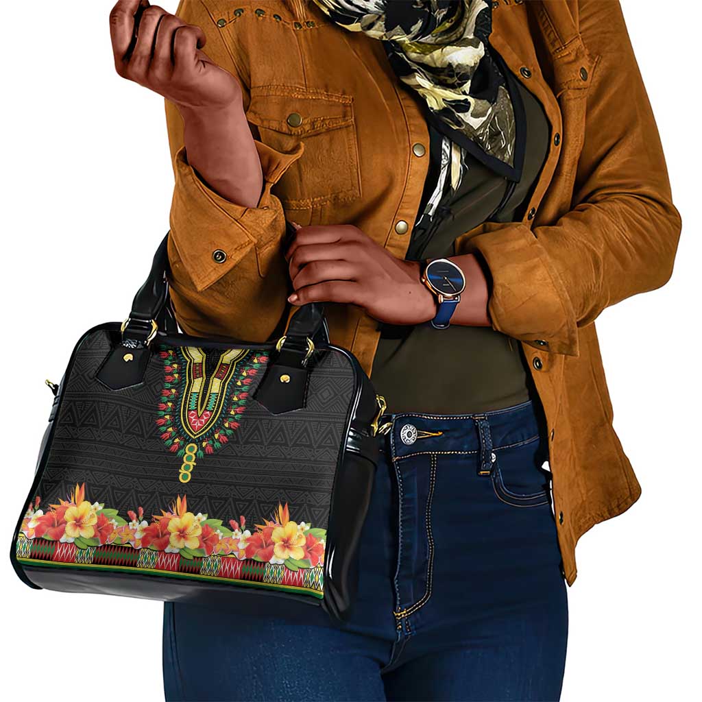 Personalized Afro Hibiscus Tropical Shoulder Handbag Dashiki African Pattern - African Pride