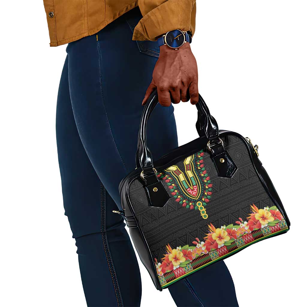 Personalized Afro Hibiscus Tropical Shoulder Handbag Dashiki African Pattern - African Pride