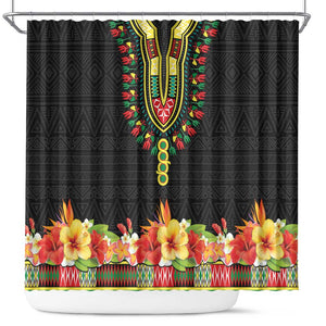 Personalized Afro Hibiscus Tropical Shower Curtain Dashiki African Pattern - African Pride