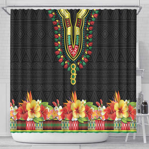 Personalized Afro Hibiscus Tropical Shower Curtain Dashiki African Pattern - African Pride
